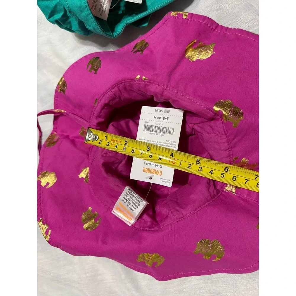 Lot of 2 Gymboree Girls Hat NWT 12-24 mo 2T 3T Teal Pink Elephants Baby Toddler